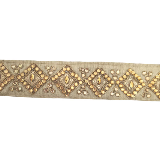 Gold Embellished Indian Rhinestone Trim