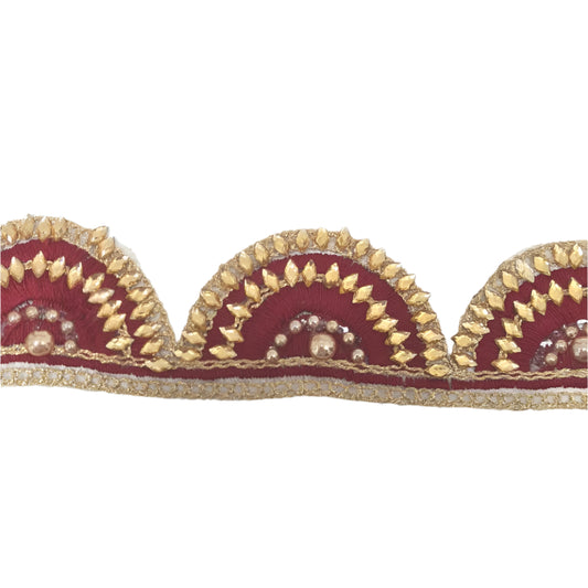 Maroon Rhinestone Indian Trim