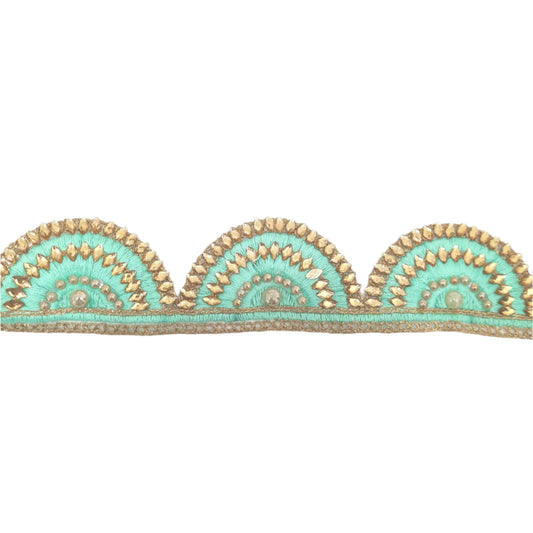 Mint Green Rhinestone Indian Trim