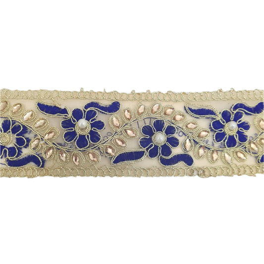 Blue Floral Indian Trim