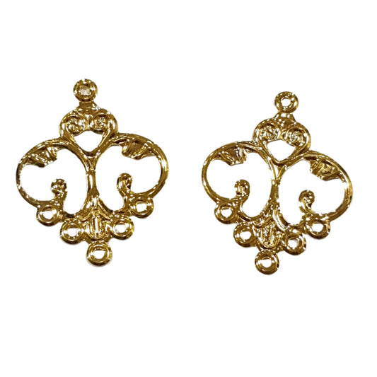 2pc Gold Chandelier Earring Findings