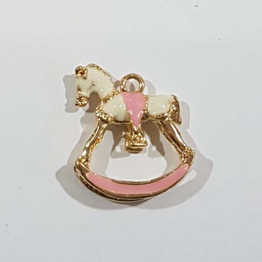 Light Pink Enamel Rocking Horse Charm