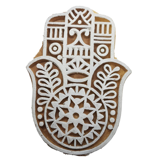 Hand of Hamsa Indian Block Stamp