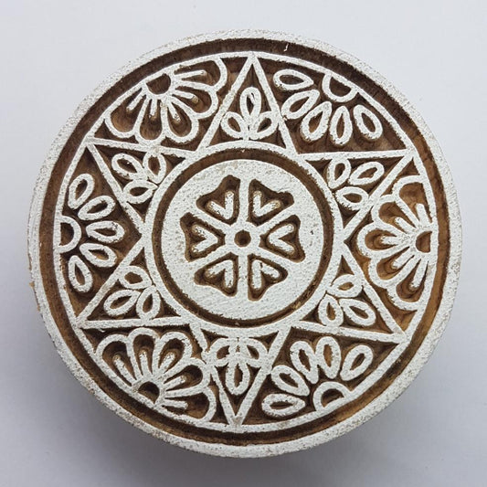 Round Floral Indian Block Stamp