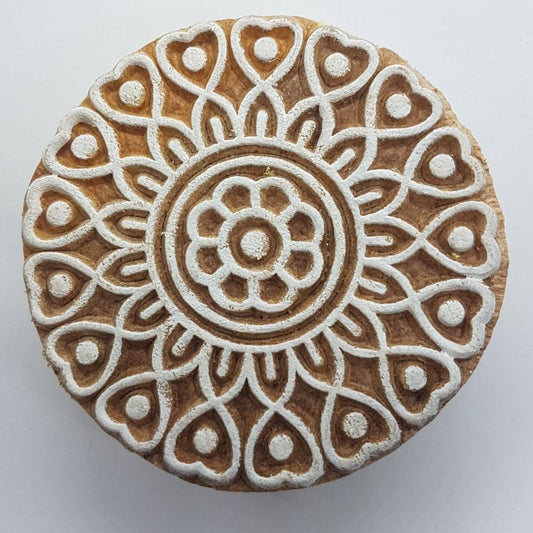 Round Floral Indian Block Stamp