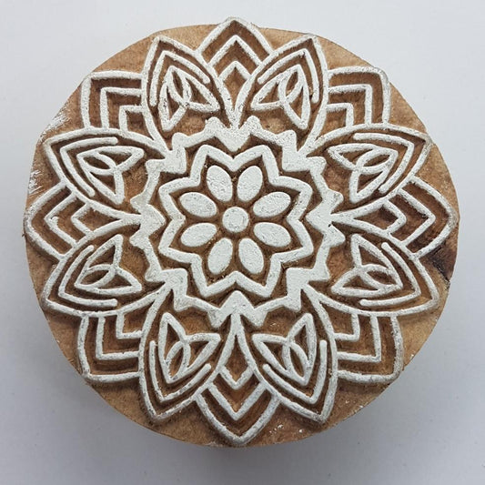 Round Floral Indian Block Stamp