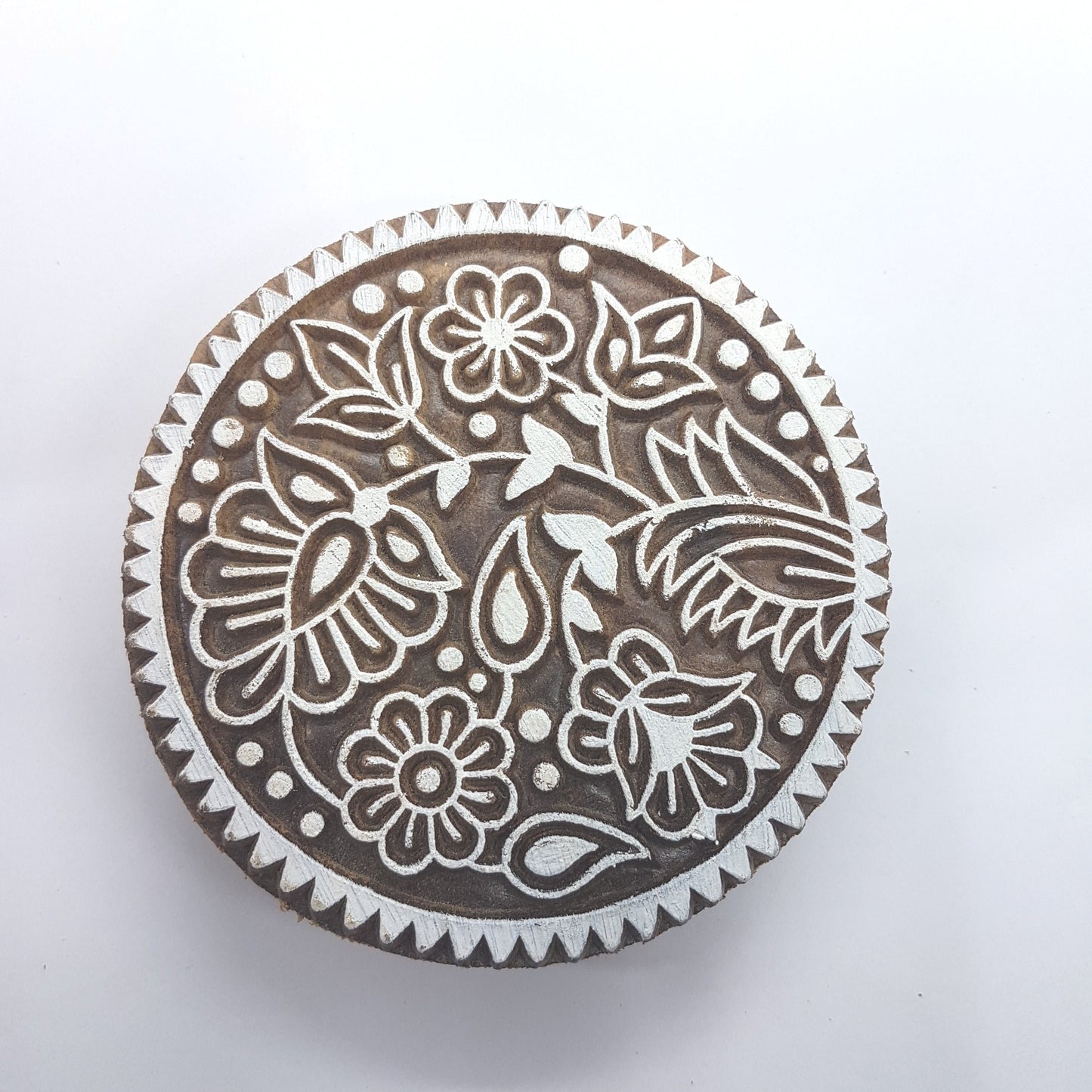 Large Round Floral Block Stamp