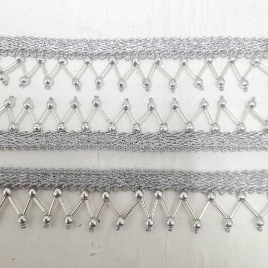 Silver Fringe with beads Indian Trim