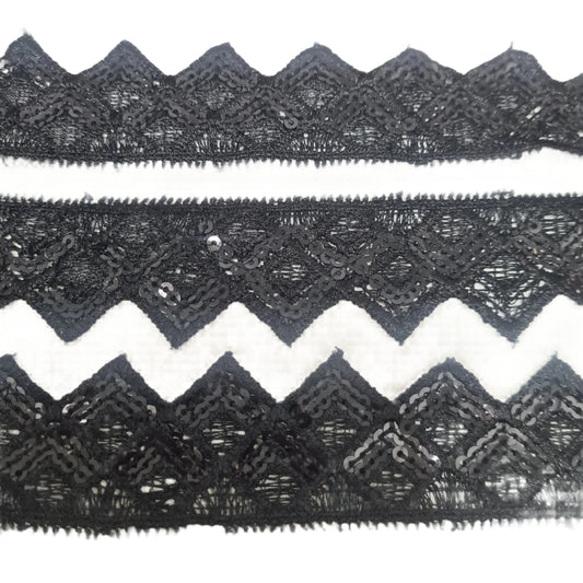 Black Sequin Lace Trim