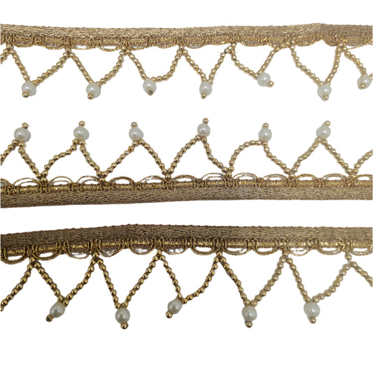 Delicate Gold & Pearl Fringe Trim