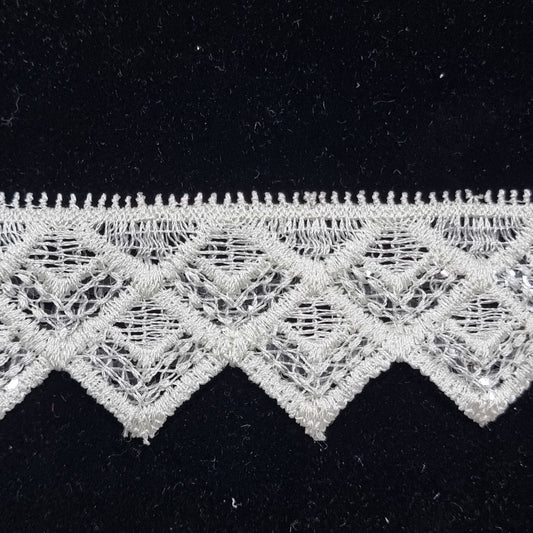 Off White Sequin Lace Trim