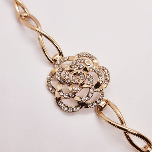 Large Rose Rhinestone Bracelet