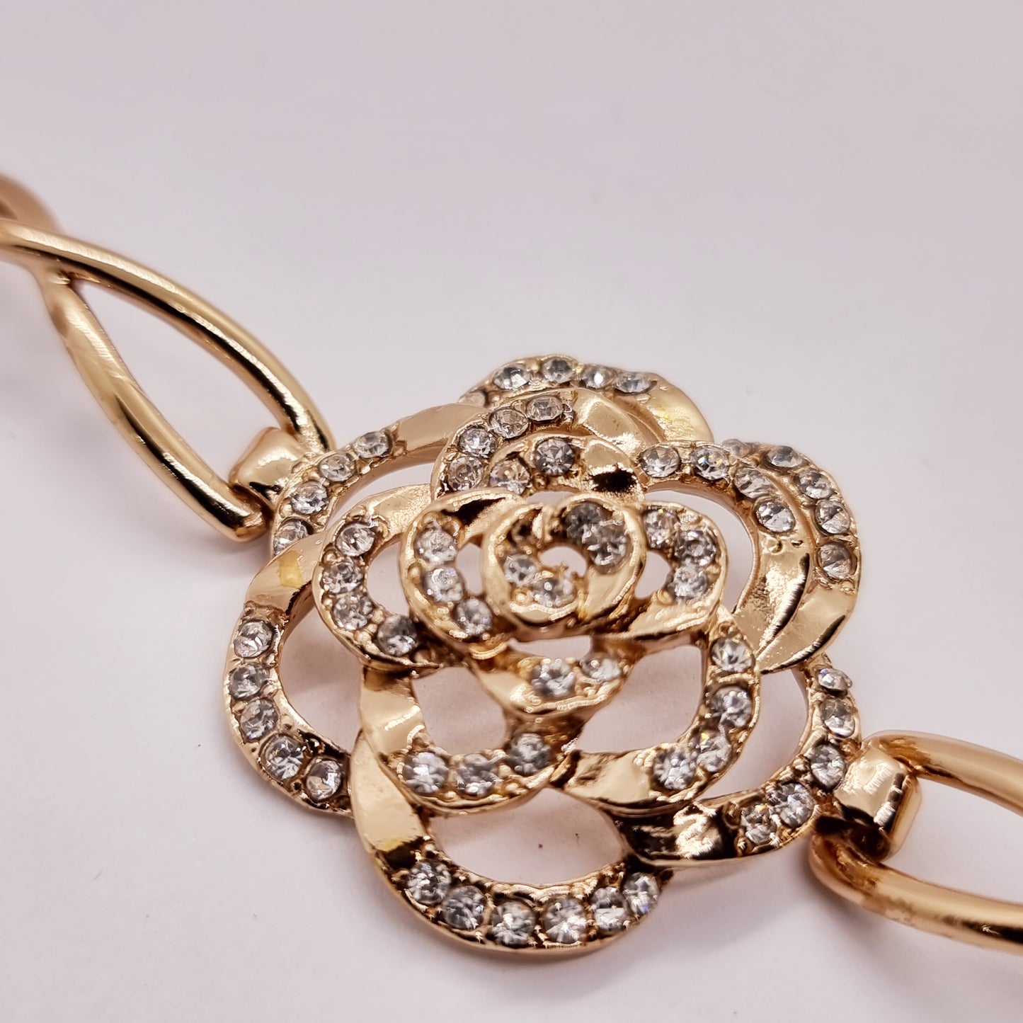 Large Rose Rhinestone Bracelet