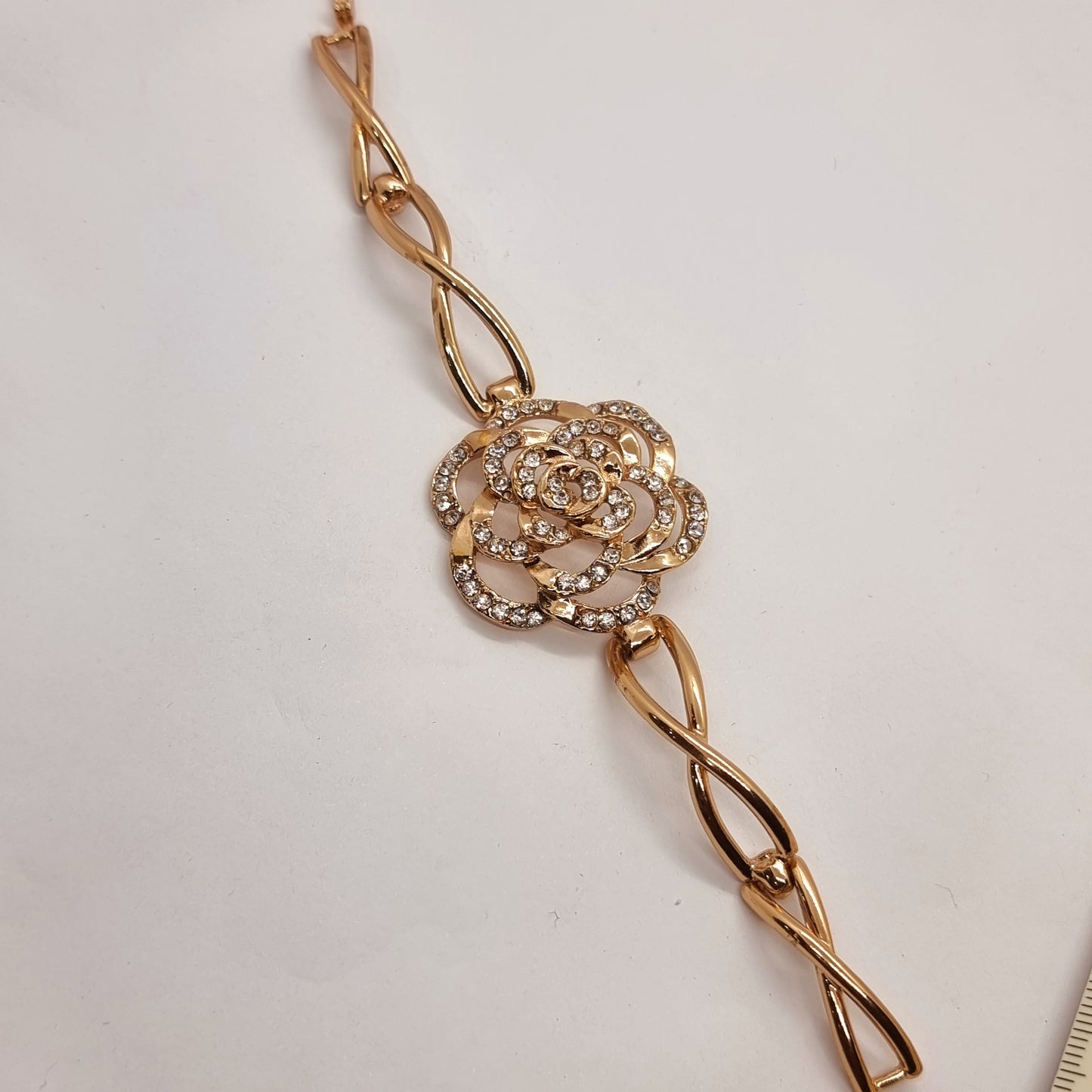 Large Rose Rhinestone Bracelet