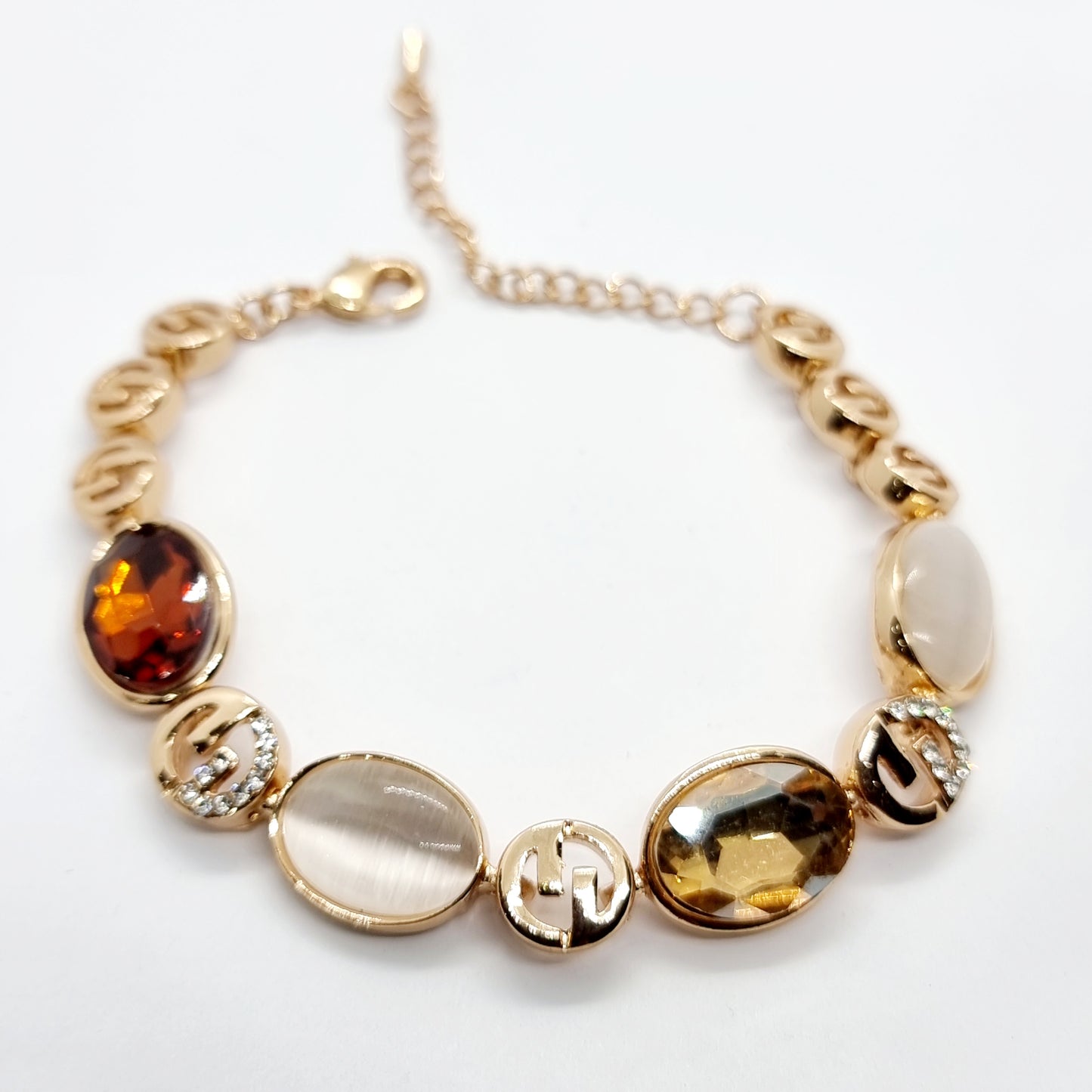 Rhinestone and Cats Eye Bracelet