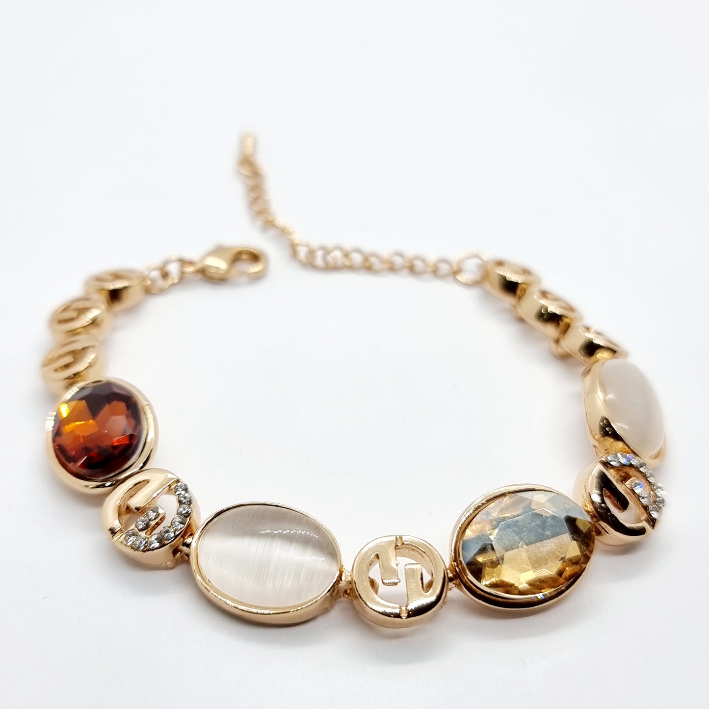 Rhinestone and Cats Eye Bracelet