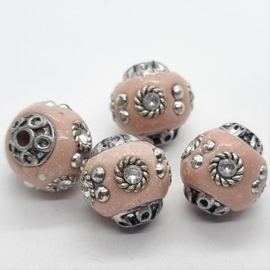 Pink and Silver Kashmiri Beads