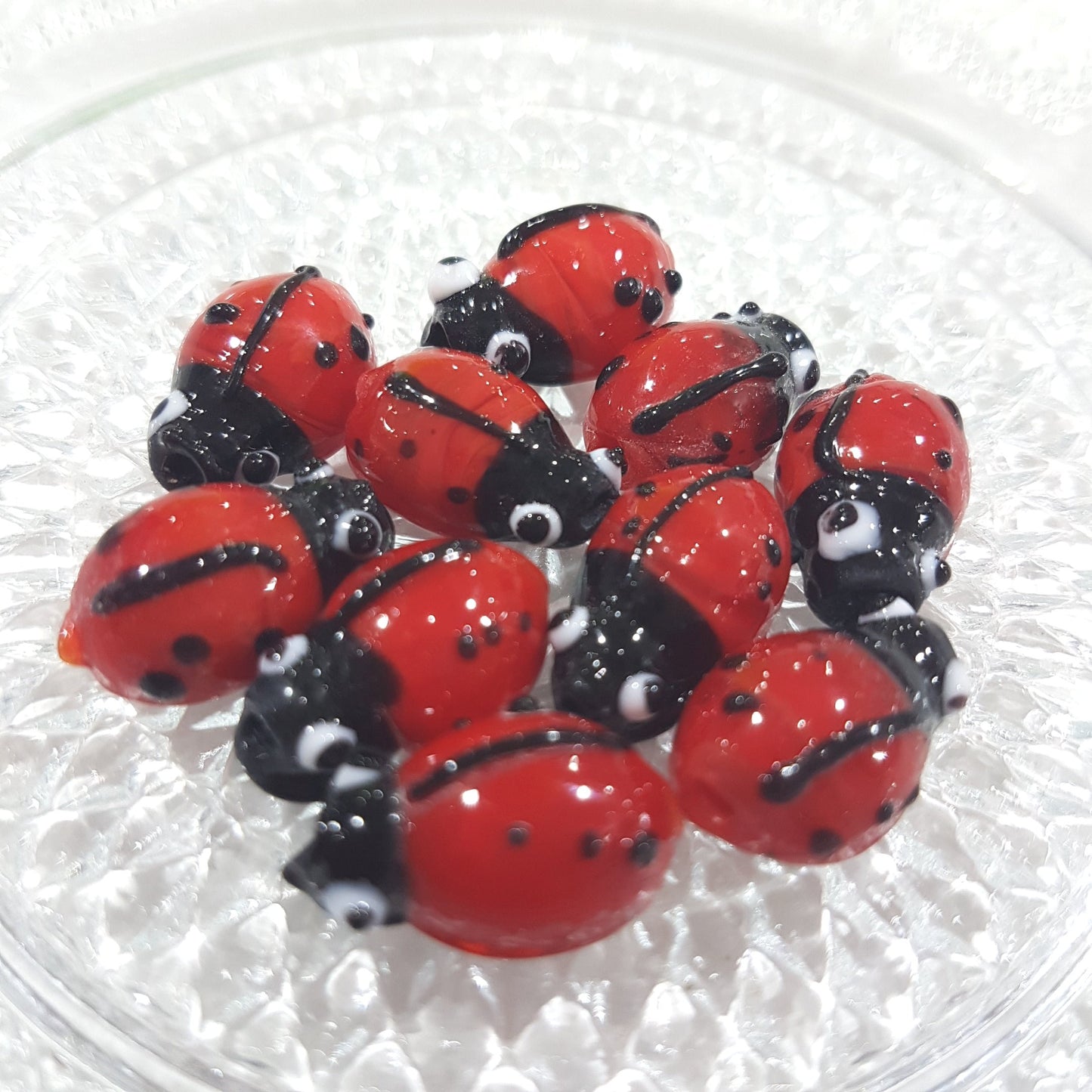Red Lampwork Ladybird Beads