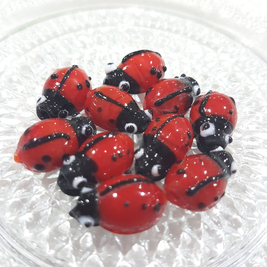 Red Lampwork Ladybird Beads