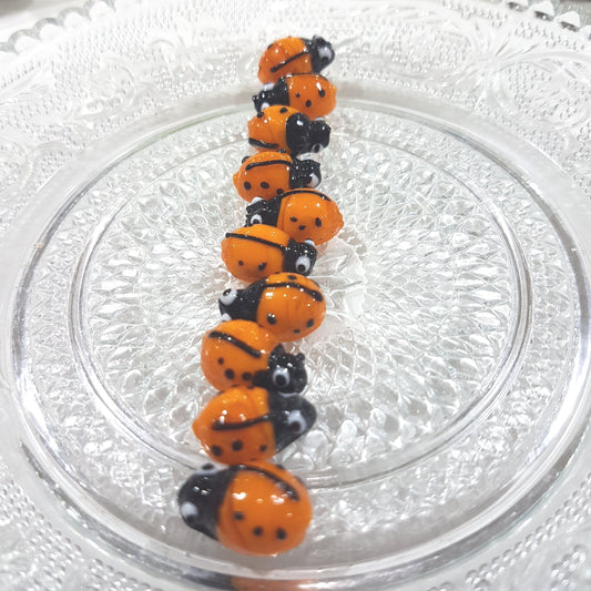 Orange Lampwork Ladybird Beads
