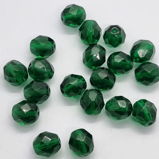 8mm Chrysolite Czech Firepolish Beads