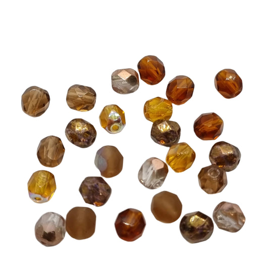 6mm Wheatberry Czech Fire-Polish Beads