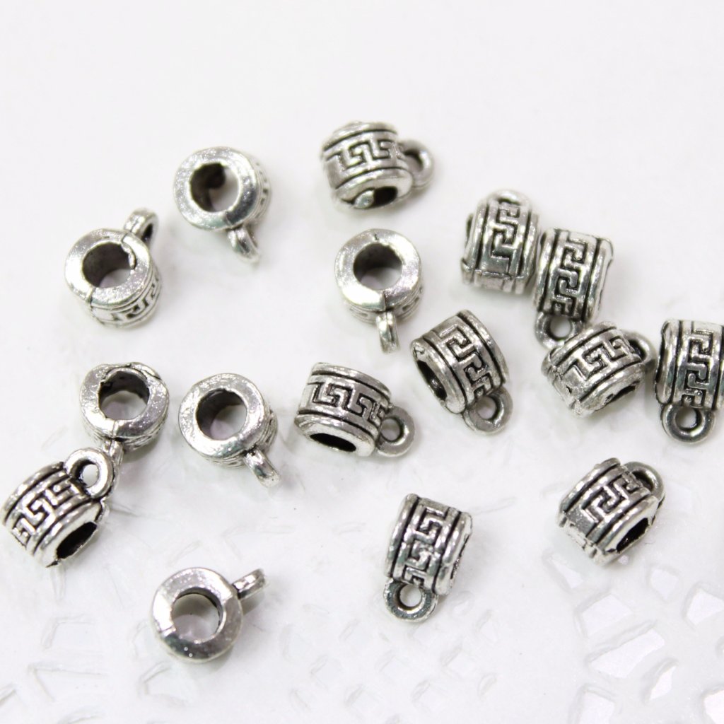 20pc Silver Barrel Dangle Beads