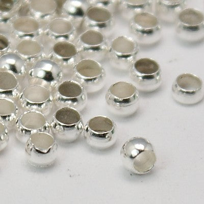 100pc Silver Round Crimp Beads
