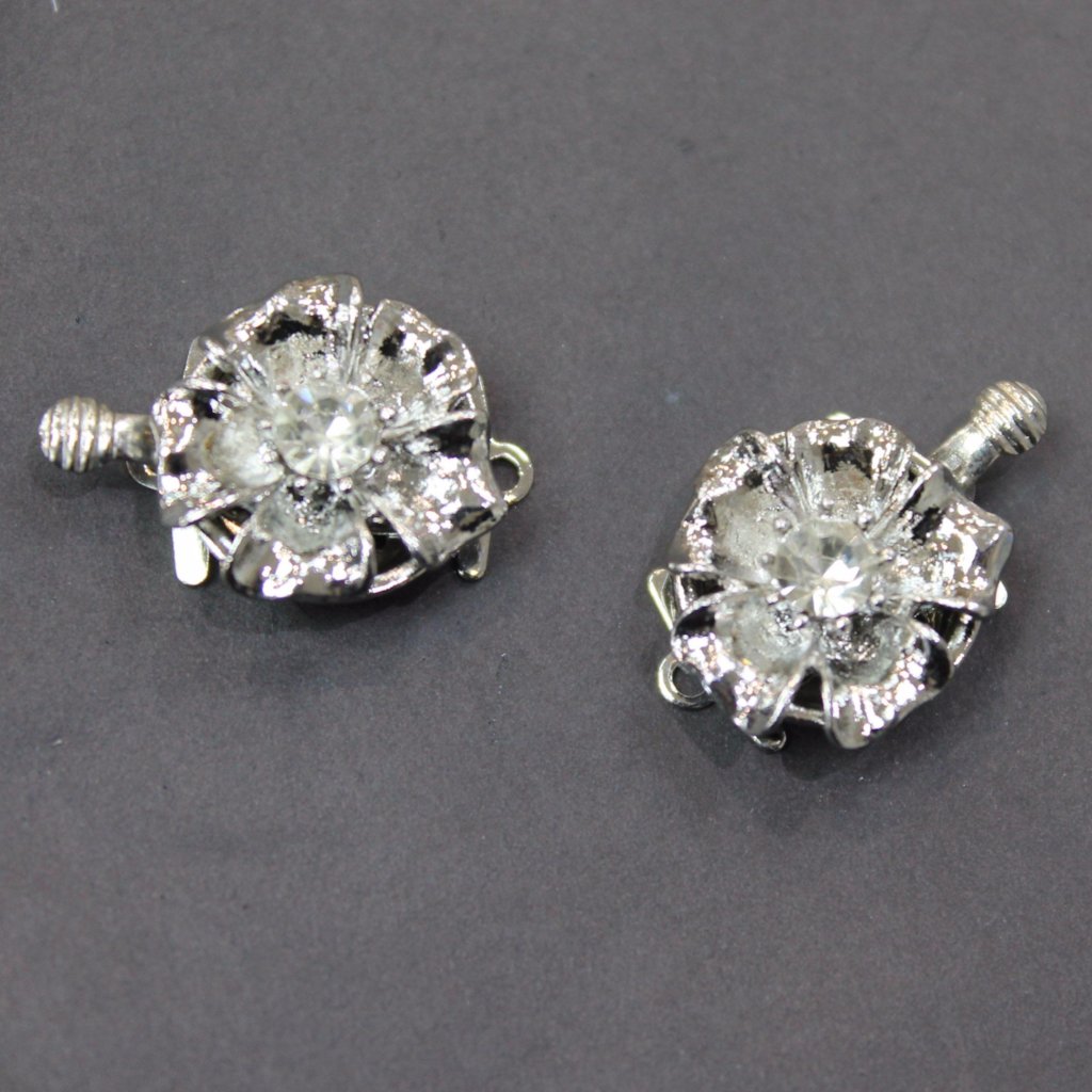 2pc Silver Rhinestone Box Clasp