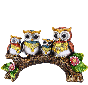 Family of 4 Owl Figurine