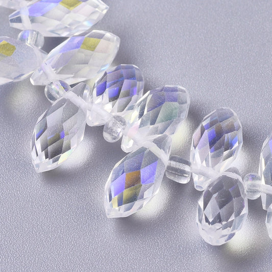 10pc Faceted AB Tear Drop Beads