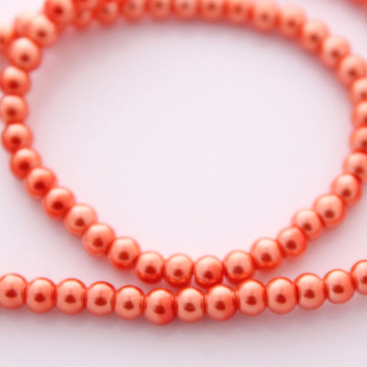 4mm Orange Glass Pearls