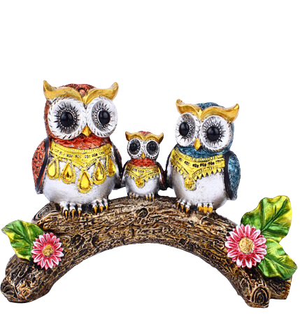 Family of 3 Owl Figurine