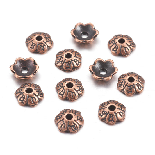 50pc Antique Copper Bead Caps