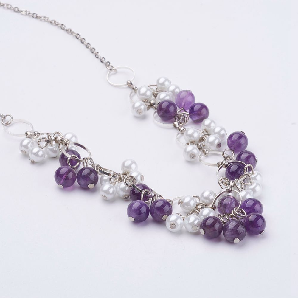 Amethyst and Glass Pearl Necklace