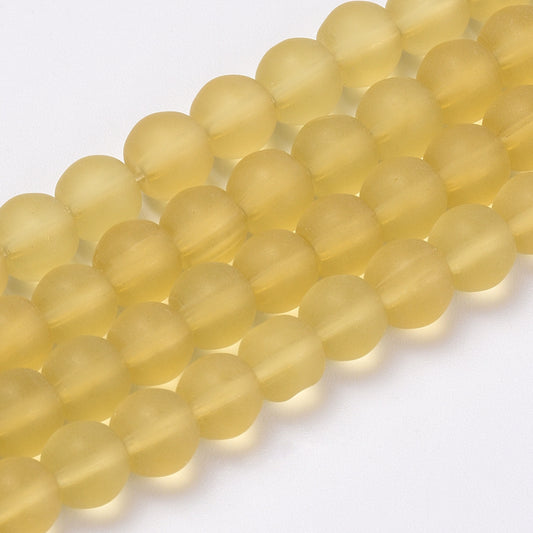 6mm Pale Gold Frosted Glass Beads