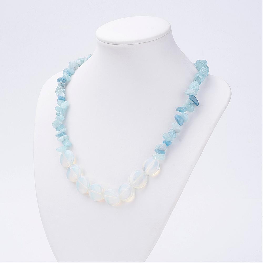 Aquamarine and Opalite Beaded Necklace
