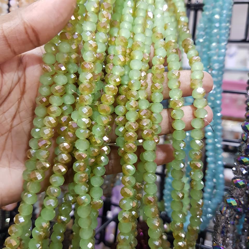 Dual Green Crystal Rondelles