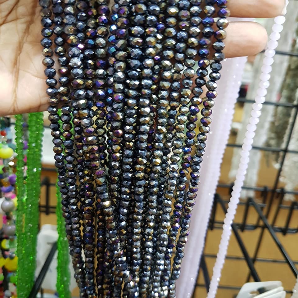 Black Electroplated Crystal Rondelles