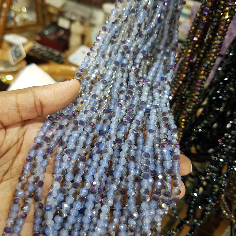 Half Coated Opal Crystal Rondelles