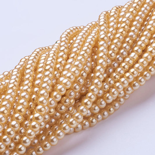 4mm Lemon Chiffon Glass Pearls Strand