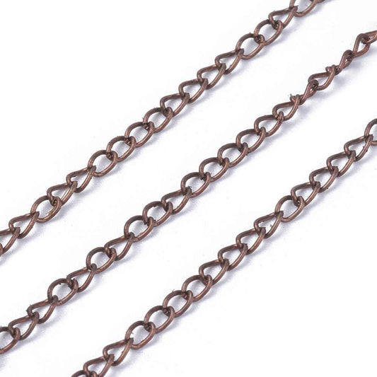 1M Red Copper Twisted Curb Chain