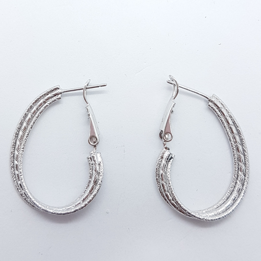 Silver Oval Hoop Earrings