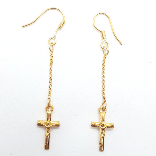 Gold Cross Earrings