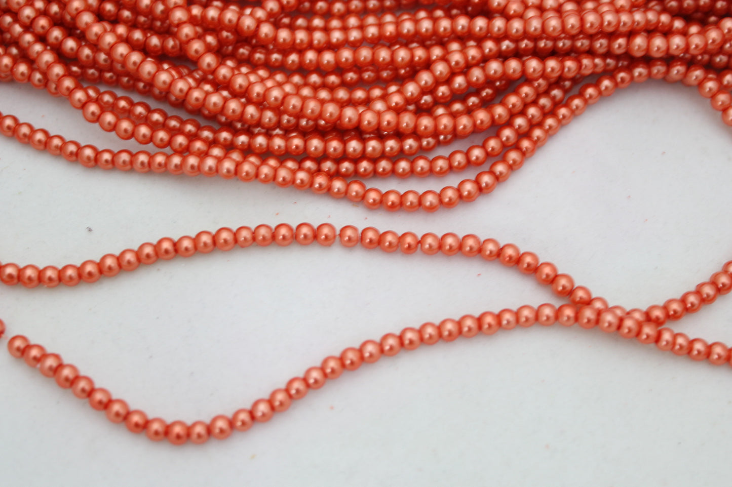 4mm Orange Glass Pearls