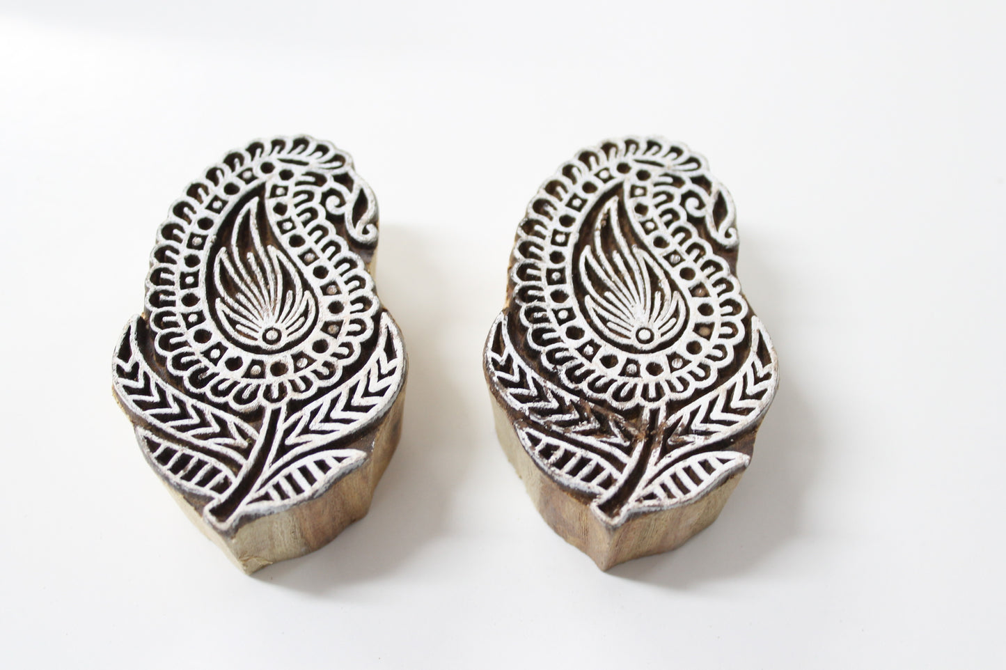 Paisley Plant Hand Carved Indian Block Stamp