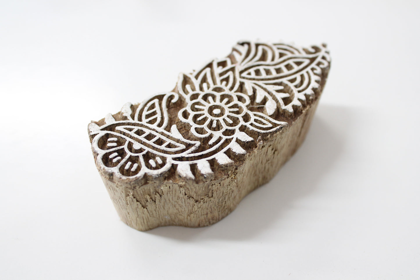 Floral Hand Carved Wooden Block Stamp