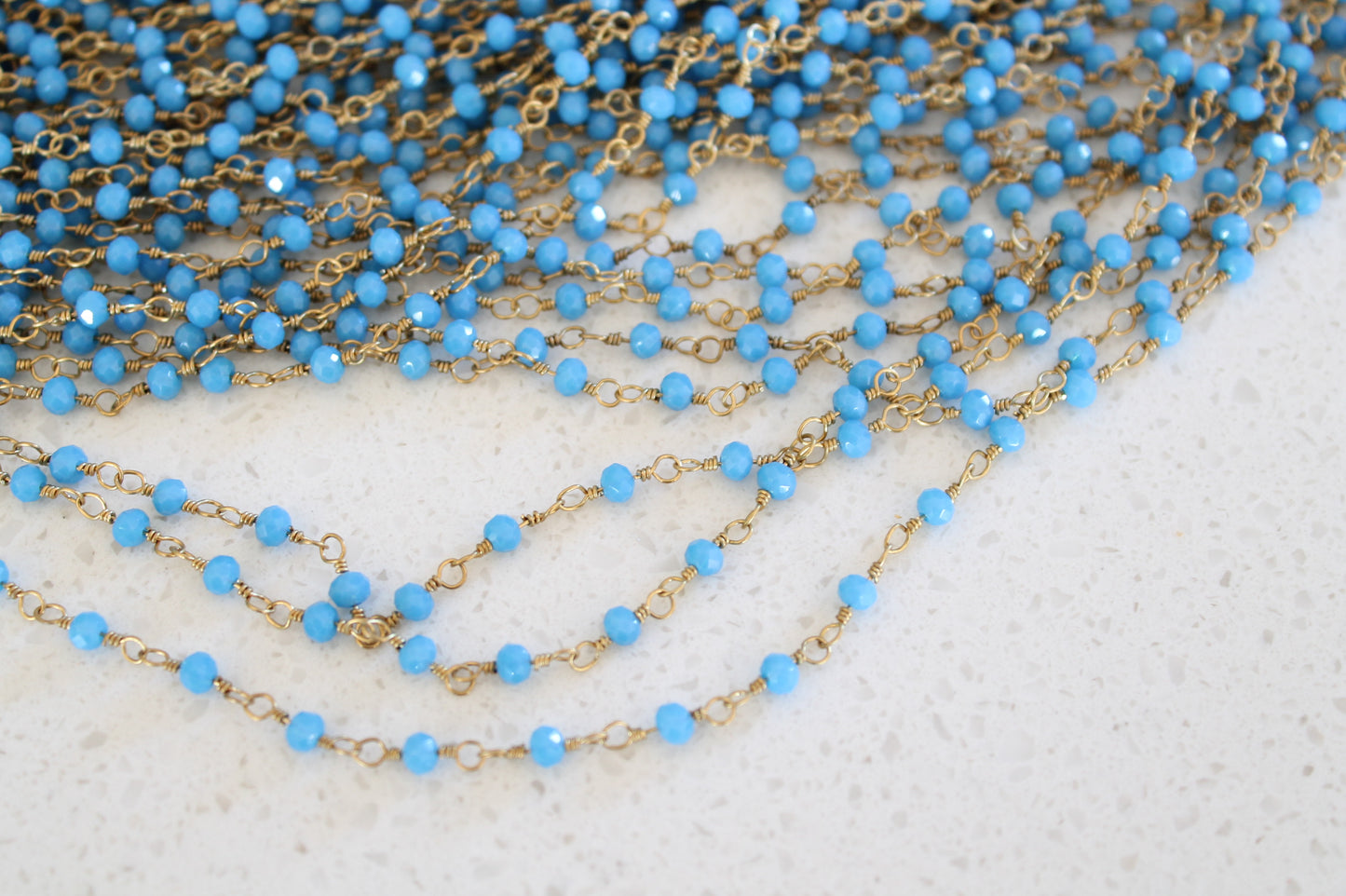 Blue Glass Designer Linked Chain