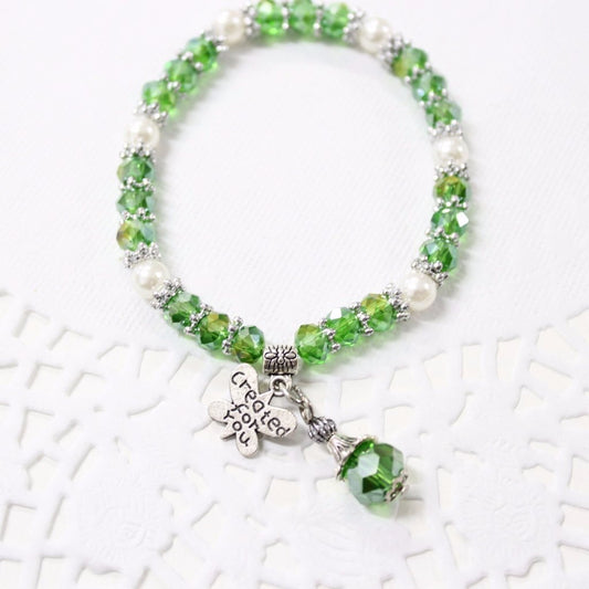 Green Crystal Beaded Stretch Bracelet