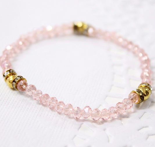 Pink Beaded Crystal Bracelet